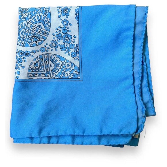 Blue Paisley Scarf Vintage Unisex 26'' x 26'' - Picture 3 of 4